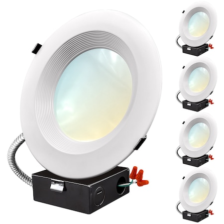 8 Inch Commercial LED Recessed Downlight 3 CCT Selectable 16/21/27W 1600/2100/2700LM Dimmable 4-Pack